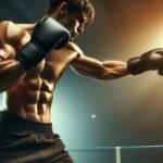 Boxer throwing a punch in a ring.