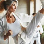 A Women Practicing Taekwondo Martial Arts at 40