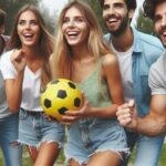 Adults playing kickball in a park.