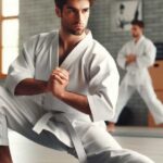 Beginner Karate student learning stances.