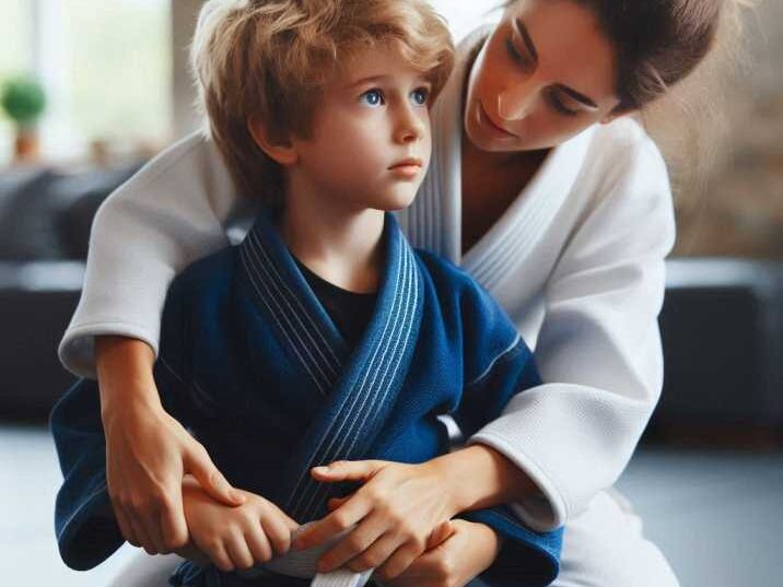Child practicing Brazilian Jiu-Jitsu with a partner