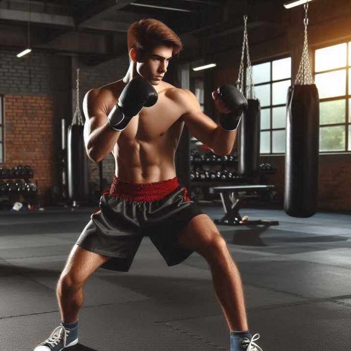 Muay Thai Student Learning Basic Stance