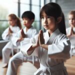 A young boy and girl practicing Brazilian Jiu-Jitsu on a mat.