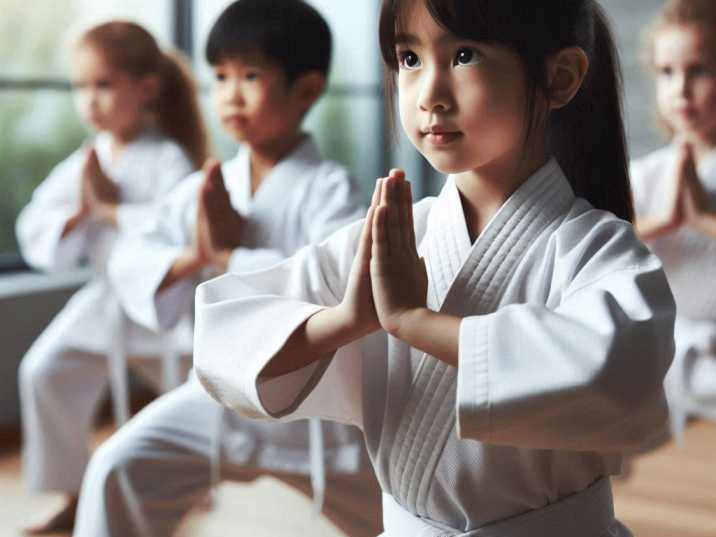 A young boy and girl practicing Brazilian Jiu-Jitsu on a mat.