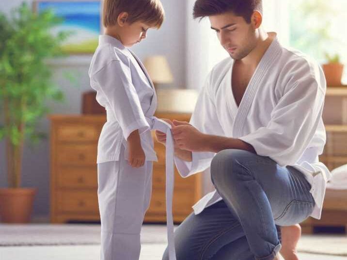 Child earning a new martial arts belt