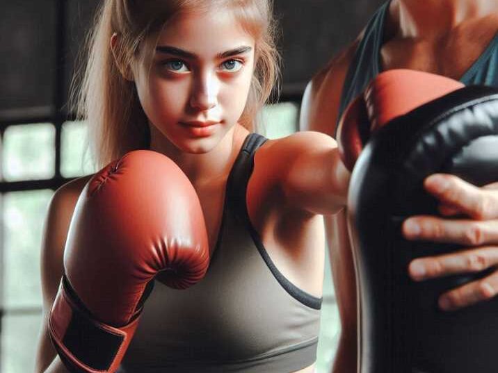 Muay Thai student practicing elbows