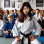 A child practicing martial arts