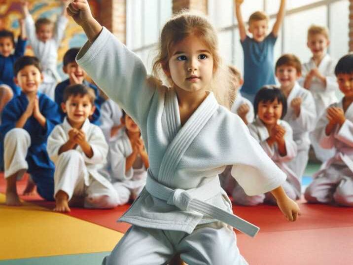 A child practicing judo