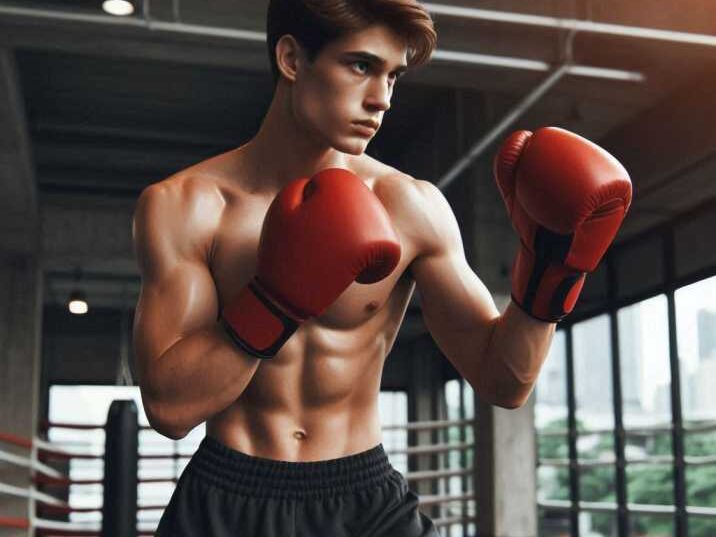 Young boxer demonstrating the orthodox in Boxing