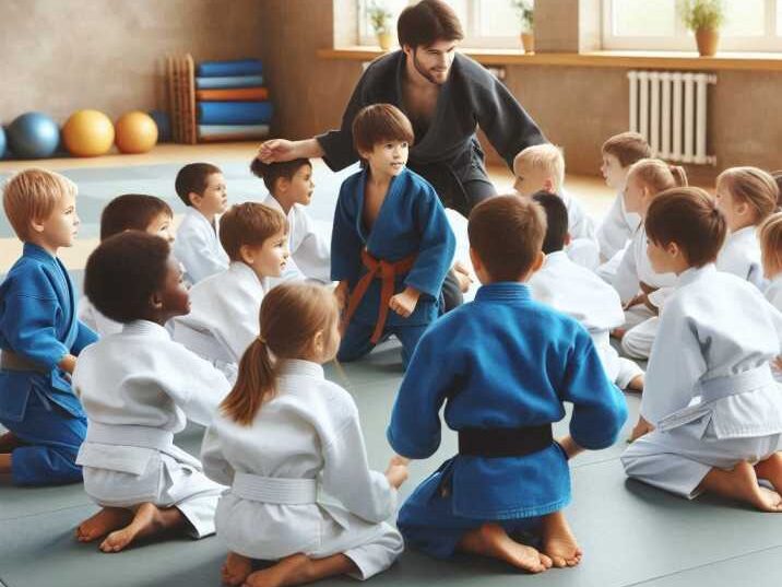 Children learning Judo Rules and Best Styles under instructor supervision